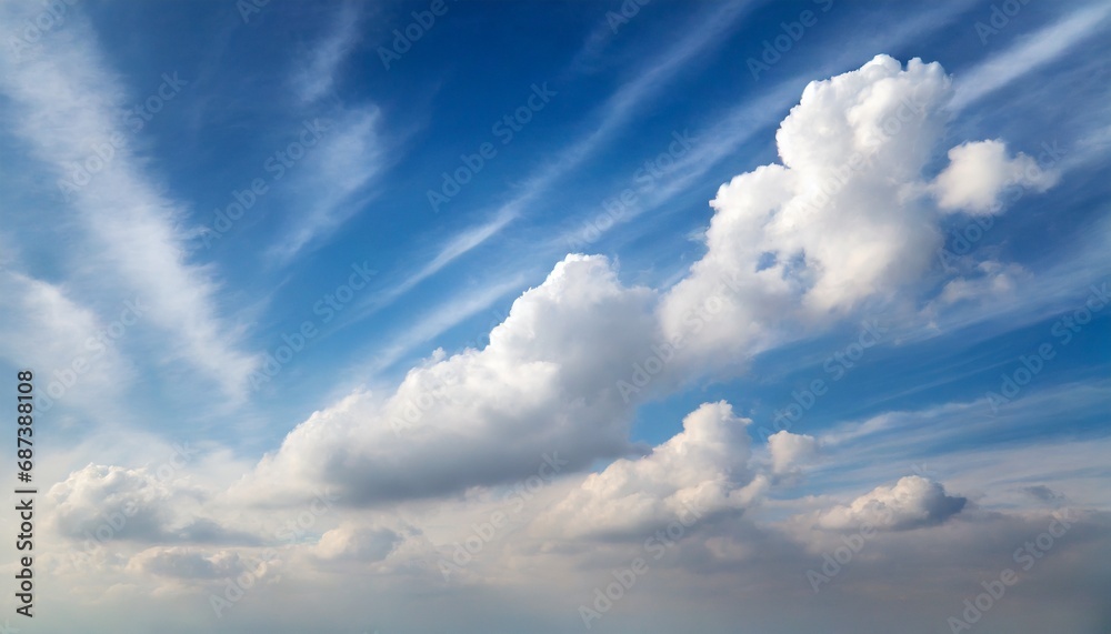 Obraz premium Skyward Serenity: Blue Background with White Clouds