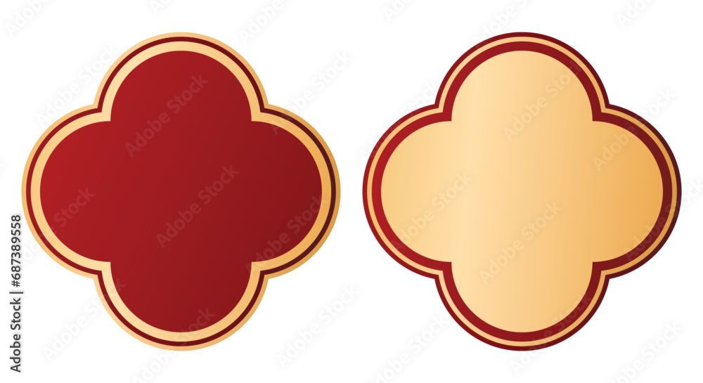 Luxury gold and red quatrefoil symbol icon label border clipart illustration Luxury gold and red quatrefoil symbol icon label border clipart illustration