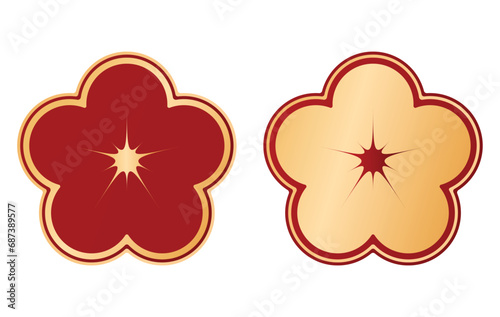 Luxury golden and red apricot blossom symbol illustration element set for Chinese new year 