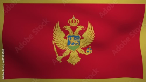 Montenegro Waving Flag Background Animation. Looping seamless 3D animation. Motion Graphic