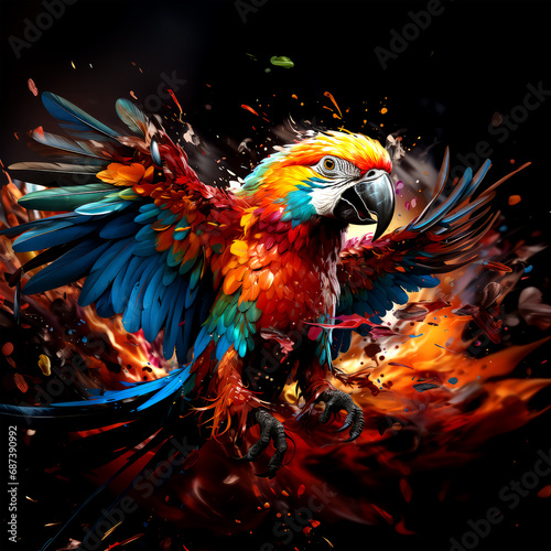 macaw flying on background