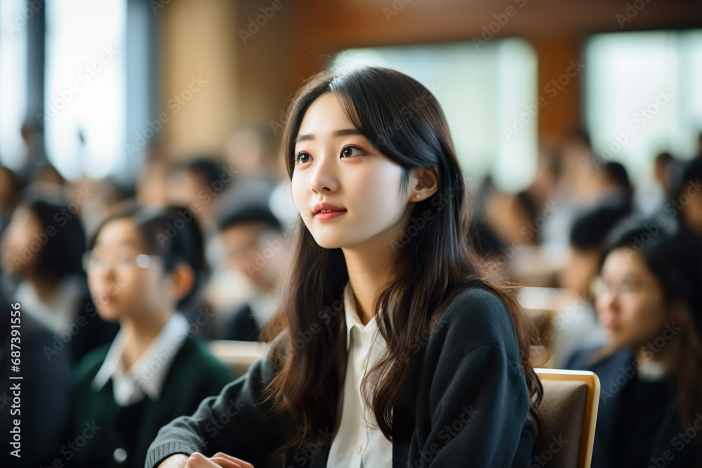 大学での講義を受ける女性03 大学での講義を受ける女性03