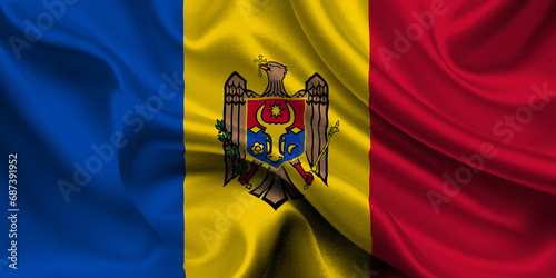 High detailed flag of Moldova. National Moldova flag. Europe. 3D illustration.