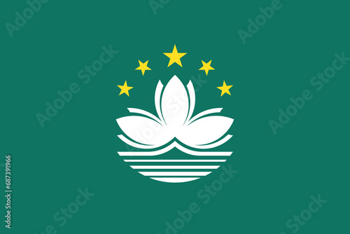 High detailed flag of Macau. National Macau flag. Asia. 3D illustration. photo