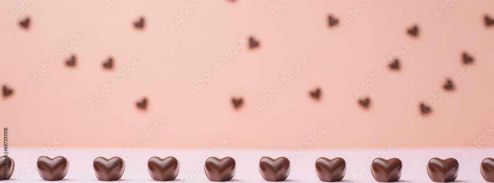 Fototapeta premium chocolate in heart shape, free space.