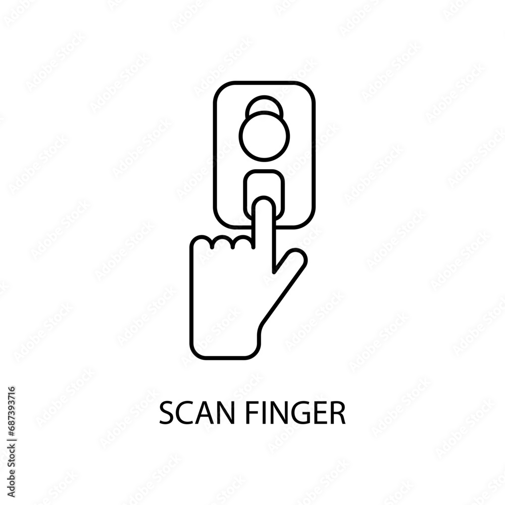 Scan finger concept line icon. Simple element illustration.Scan finger concept outline symbol design. Scan finger concept line icon. Simple element illustration.Scan finger concept outline symbol design.