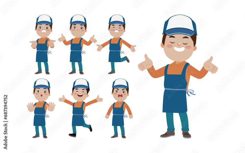 Set of cleaner with different poses Set of cleaner with different poses