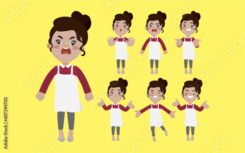 Set of cleaner with different poses