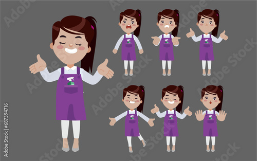 Set of cleaner with different poses