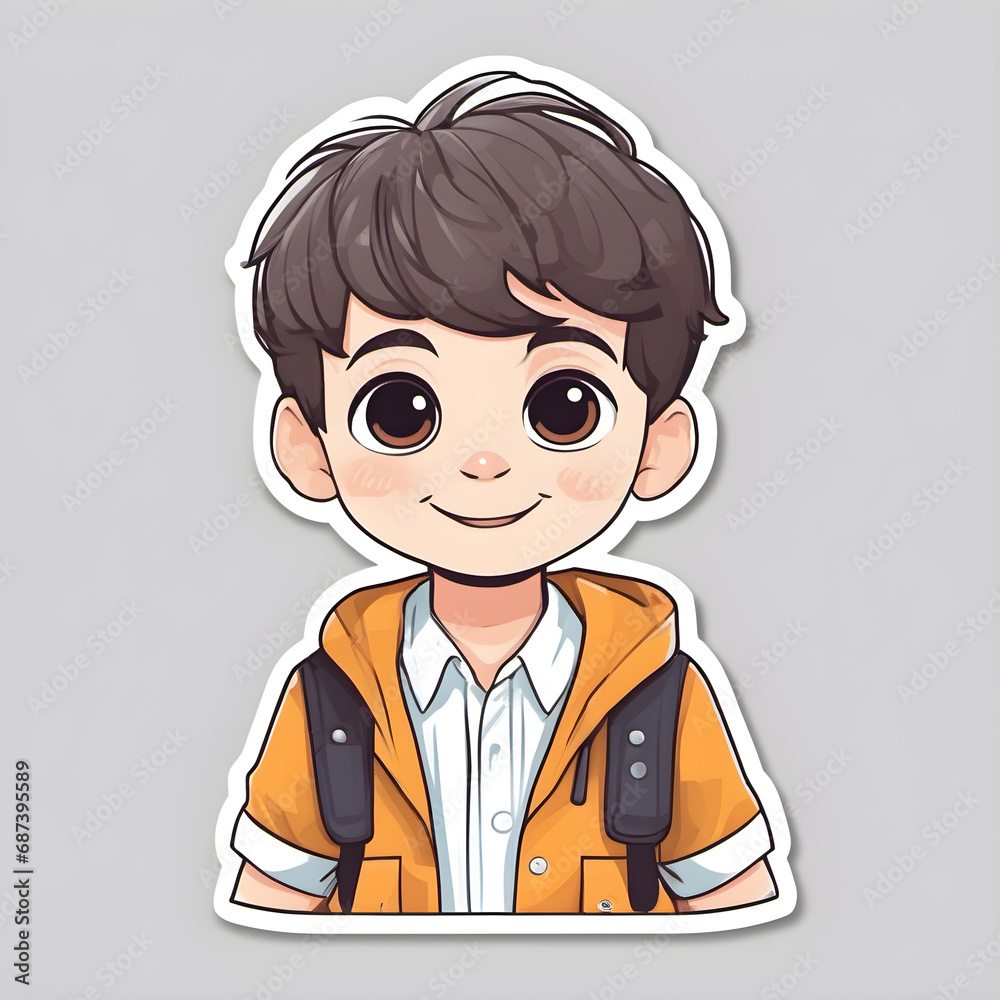 Cute child boy animated illustrator 