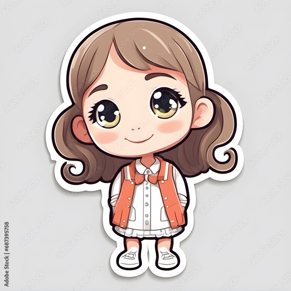 Cute child girl animated illustrator Cute child girl animated illustrator