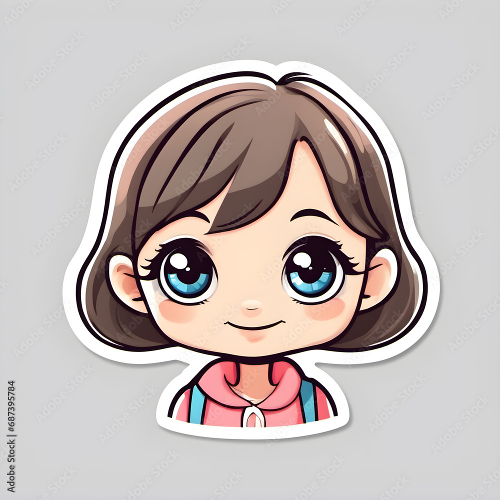 Cute child girl animated illustrator Cute child girl animated illustrator