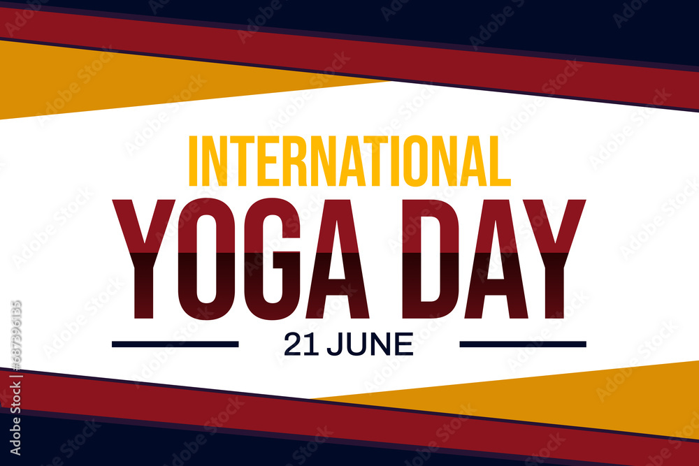Naklejka premium International yoga day wallpaper with traditional border design. International yoga day backdrop on the white background