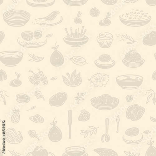 Monochromatic Asian Food  Food  Pattern  Background  Wallpaper  illustration  art