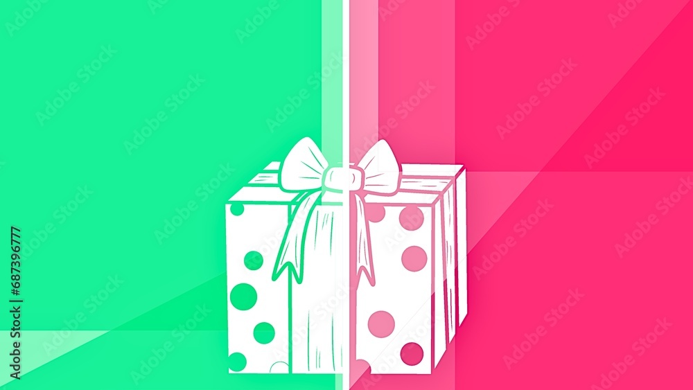 square green and red graphics background with gift box silhouette square green and red graphics background with gift box silhouette