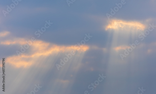 Sunset on a cloudy day. Sky covered with clouds