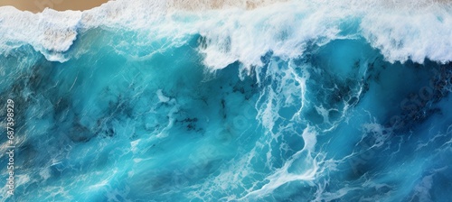 Ocean wave to the beach. Generative AI technology.