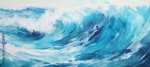 Blue ocean wave background. Generative AI technology.