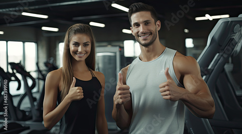 couple of people giving thumbs up signs inside the gym