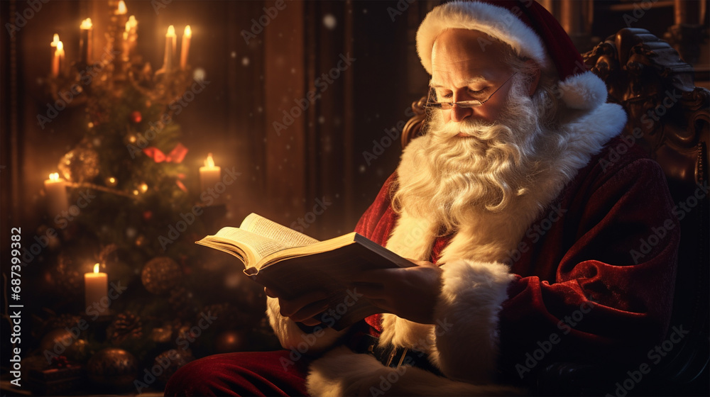 santa claus reading a book