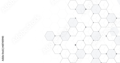 Hexagon geometric on a white background. Geometric abstract background with simple Hexagon elements. © Chor muang
