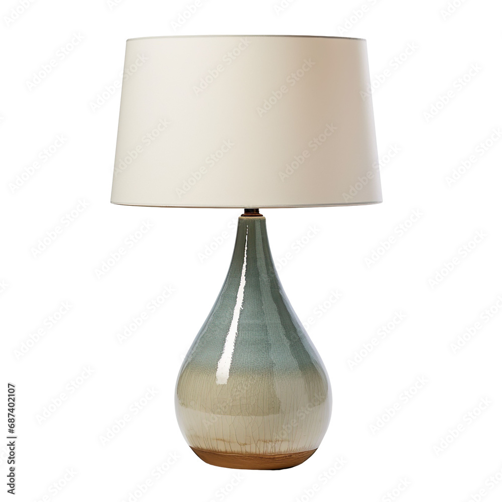 front view of Teardrop Ceramic table lamp isolated on a white transparent background