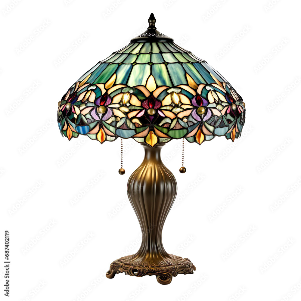 front view of Tiffany Style table lamp isolated on a white transparent background front view of Tiffany Style table lamp isolated on a white transparent background