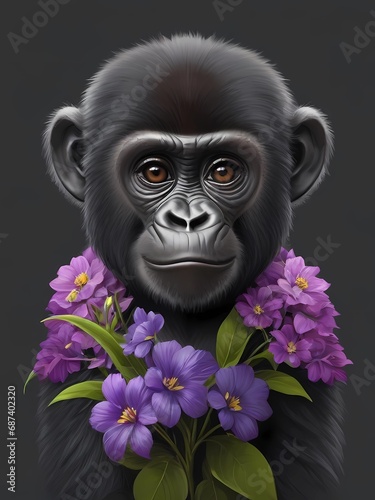 gorilla with flowers