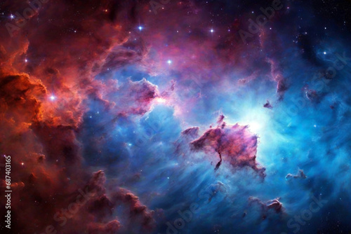 Nebula in deep space with stars. Created using generative AI tools © Minar Aslanova