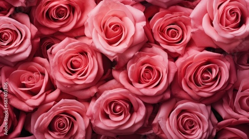 Background of pink roses. A luxurious gift for Valentine s Day and Women s Day. The texture of rose petals.