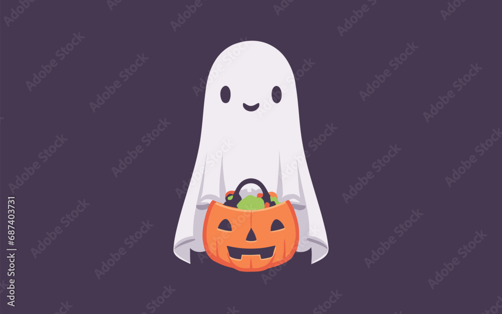 Fototapeta premium halloween pumpkin and ghost