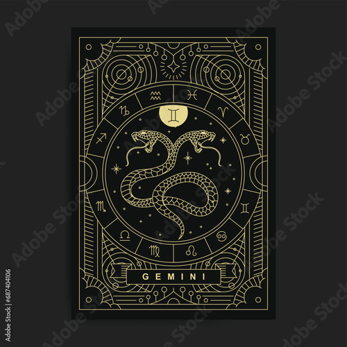 Gemini Zodiac artwork Poster, Elegance in celestial Luxury