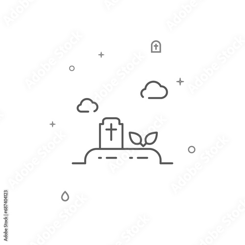 Grave, tombstone simple vector line icon. Symbol, pictogram, sign isolated on white background. Editable stroke