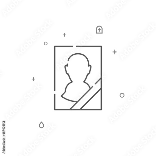 Portrait of the deceased simple vector line icon. Symbol, pictogram, sign isolated on white background. Editable stroke