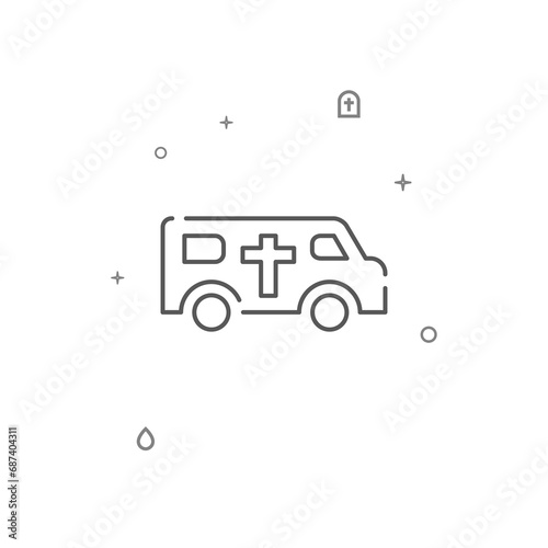 Hearse car simple vector line icon. Symbol, pictogram, sign isolated on white background. Editable stroke