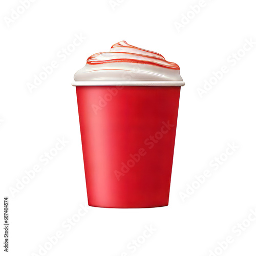 red cup drings hyperrealistic, 3D,Isolated on white