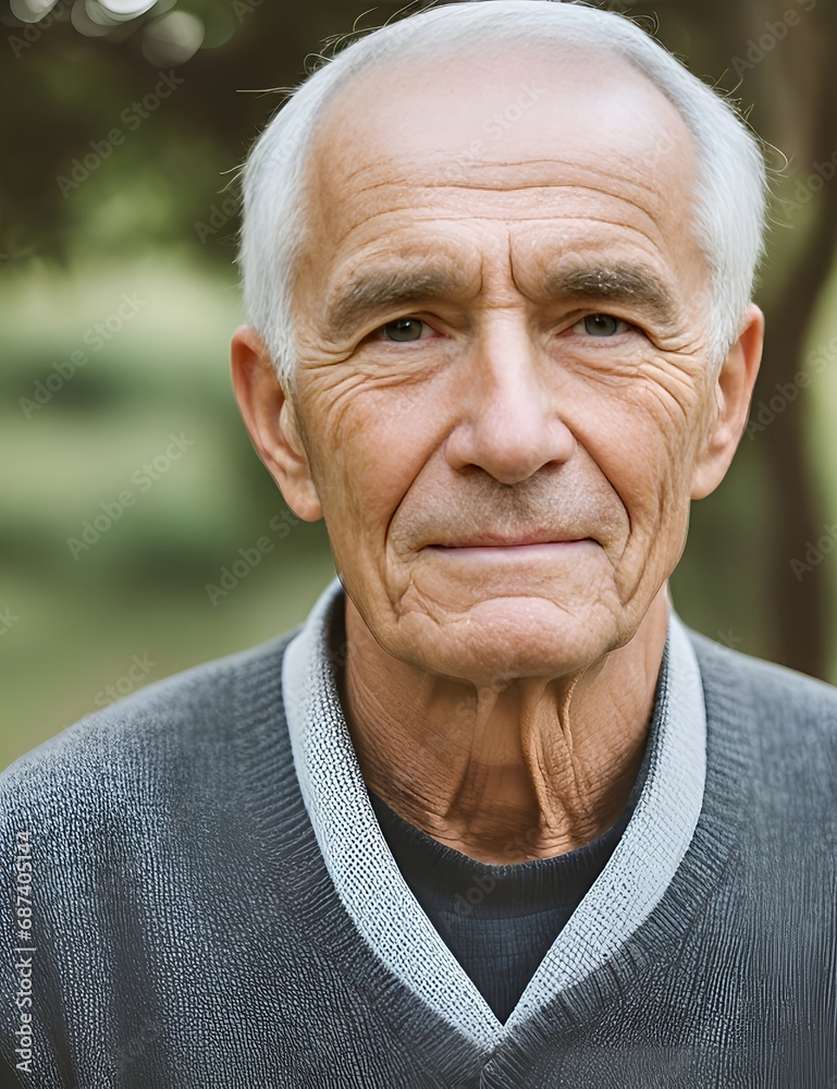 An older man standing in front of a tree, generative ai An older man standing in front of a tree, generative ai
