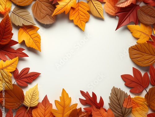 Autumn surface with frame for text and leaves, Generative AI