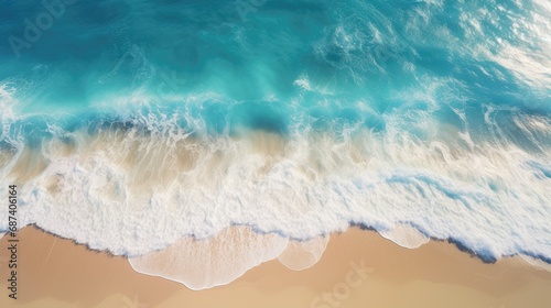 Aerial beach and waves. Generative AI