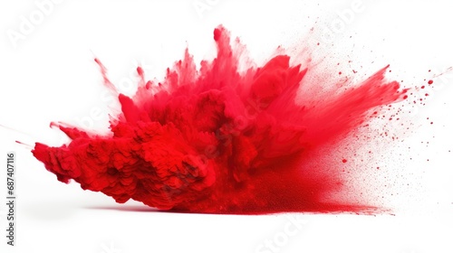 Red Holi paint explosion. Generative AI
