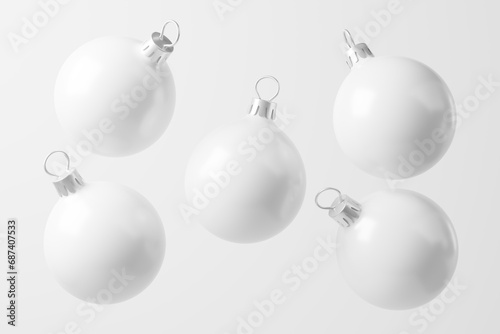Christmas Ball White Blank Matte 3D Rendering Mockup