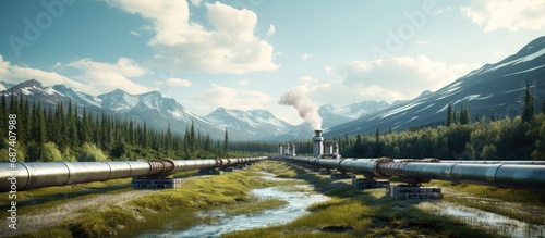 Oil pipeline in northern Alaska photo