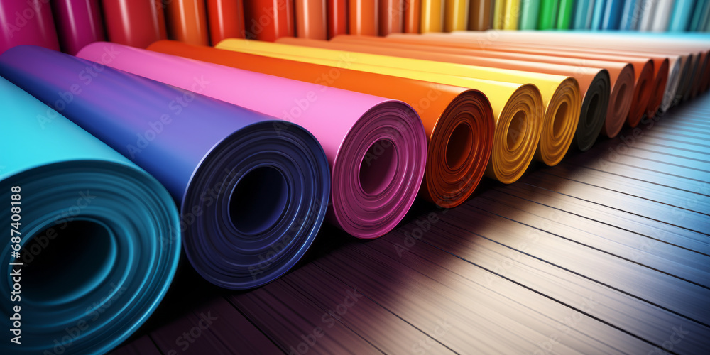 rolls of colored wallpaper with images of different colors 3d rendering rolls of colored wallpaper with images of different colors 3d rendering