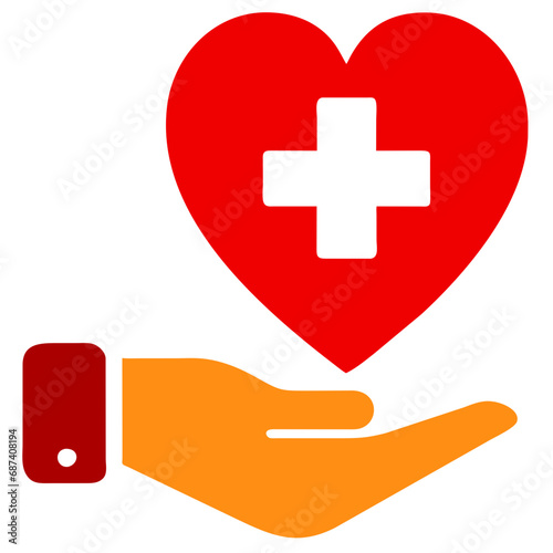 Medical synbol. red cross in hand photo