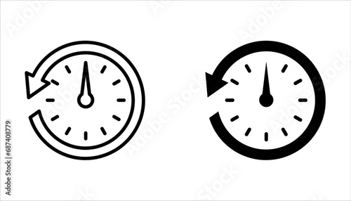 Fast recovery info line icon. Backup data sign. Restore timer symbol on white background