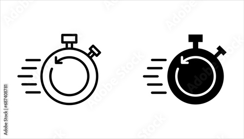 Fast recovery info line icon. Backup data sign. Restore timer symbol on white background