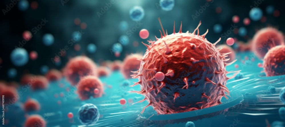Cancer cell. Generative AI technology. Cancer cell. Generative AI technology.