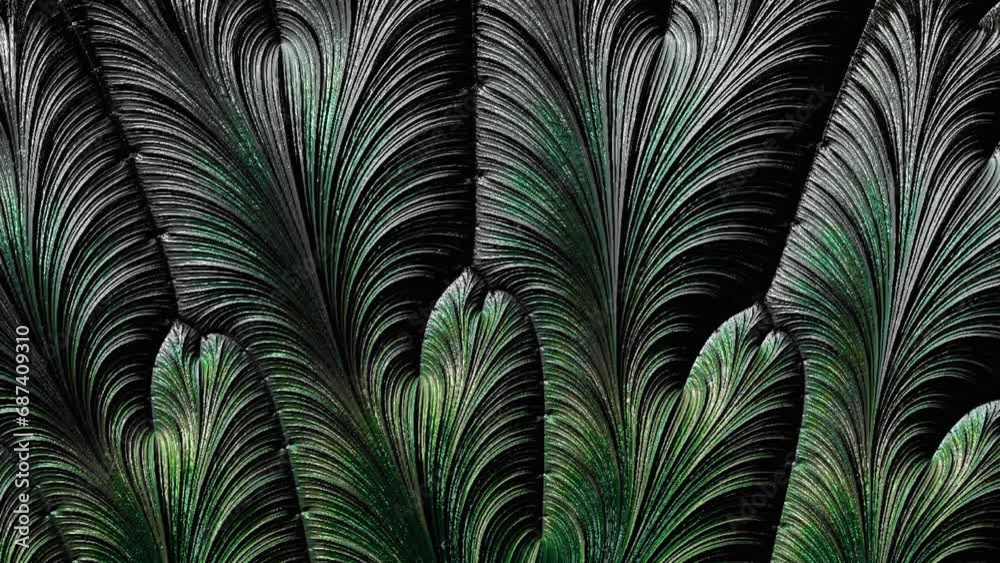 Green tropical leaf fractal  design flowing. Loop able background animation