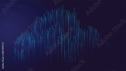 Cloud abstract speed background. Starburst dynamic lines pattern forming cloud. Abstract data flow background. 3D rendering.