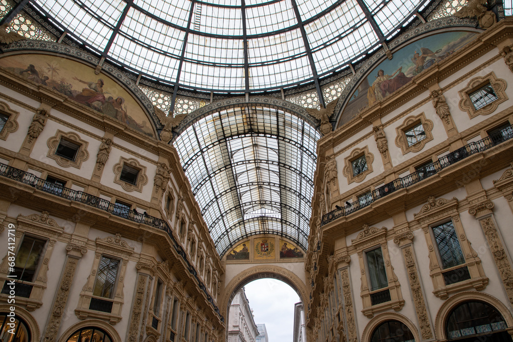 Galleria Vittorio Emanuele II shopping arcade in Milan city center Italy